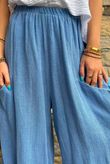Lina Linen Blend Barrel Pant Washed Denim